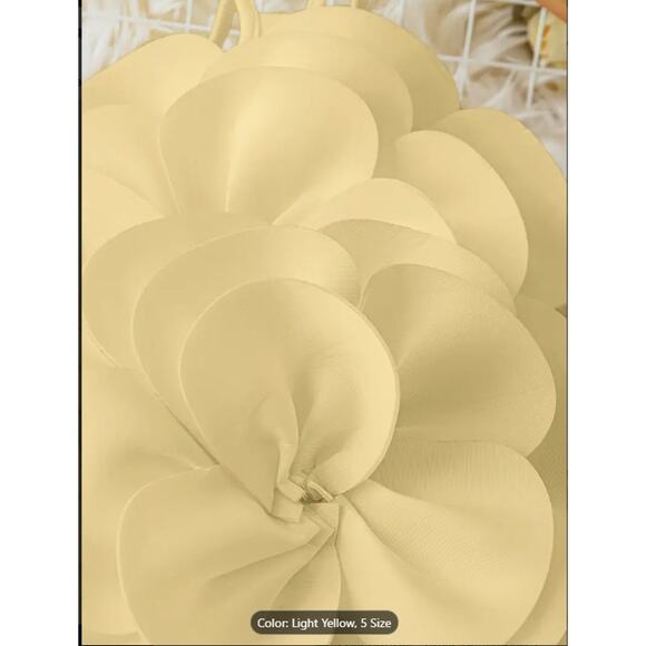 Light Yellow Oversized 3D Flower Halter Crop Top – Statement Party & Festival - Picture 5 of 5